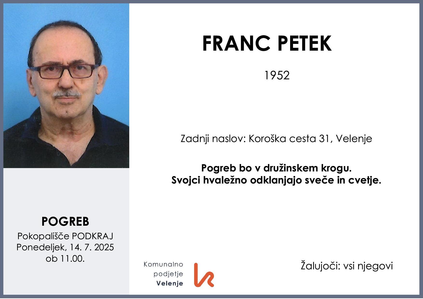 petek franc 1952