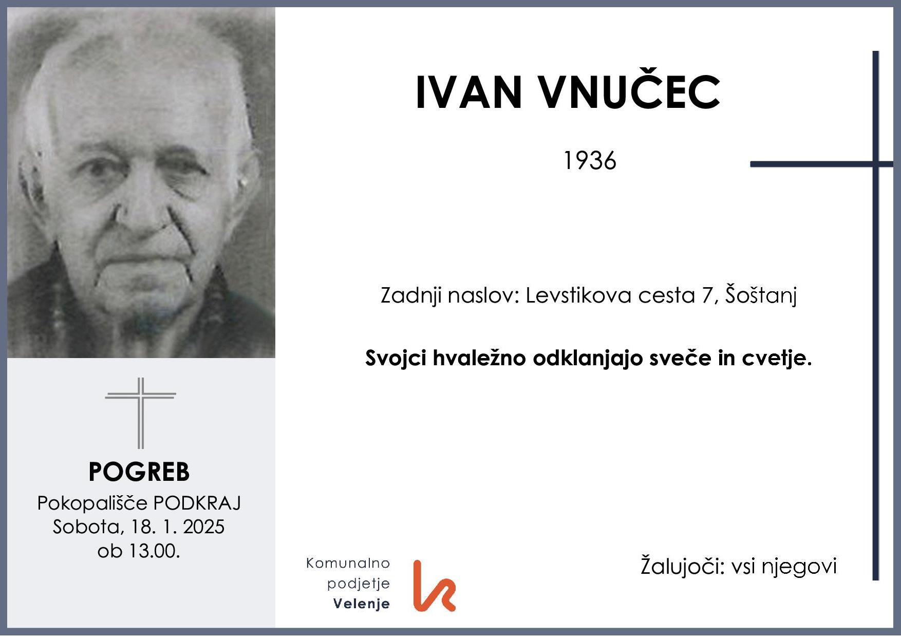 OsmrtnicaVnučecIvan1936pogreb sobota 18.1.2025 ob 13.00 Podkraj